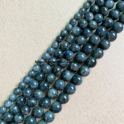 Genuine Semi-precious Natural A Quality Madagascar Black Labradorite Stone Round Loose Beads 15" 6 8 10 MM For Jewelry Making