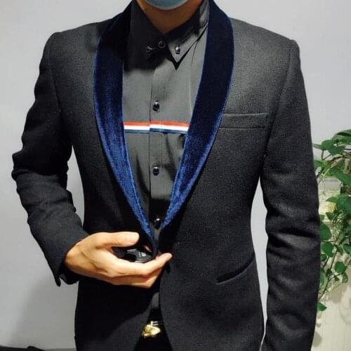 2021 New Outfit Coat Korean Version Male Slim Fit Fashion Versatile Small Suit Weave Color Contrast Terno Masculino Wedding Dres