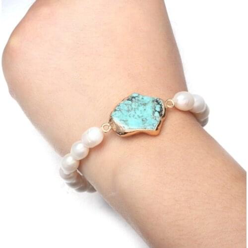 New freshwater 100% natural white pearl bracelet zinc alloy jewelry provides the best birthday gift for women Size 19cm
