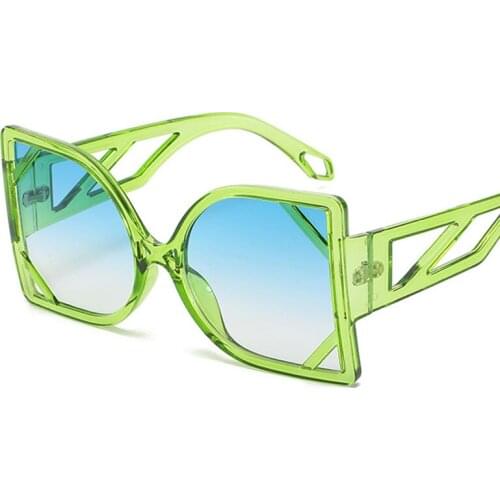 Vintage Famous Sunglasses Women 2021 Trend Green Oversized Brand Designer Sun Glasses Female Big Frame Glasses Oculos de sol