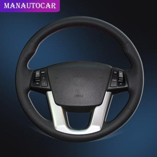 Car Braid On The Steering Wheel Cover for Kia Sorento 2009-2014 Kia Cadenza K7 2011-2015 Auto Leather Wheel Cover Car-styling