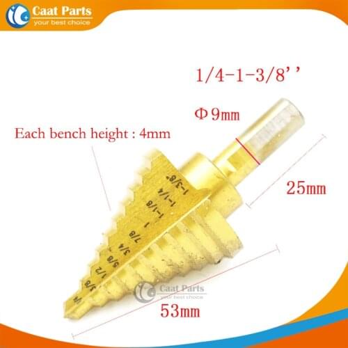 Industrial HSS Titanium Stepped Step Drill Bit 1/4" - 1-3/8" 10 Step Sizes Reamer Counterbore Steel Metal Plastic Wood Drilling