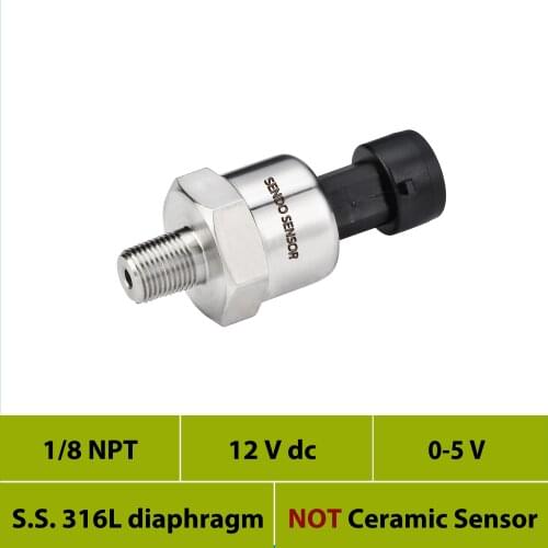 Industrial pressure sensor, 0 5V output, 100psi, 10bar, 1.2 mpa, 16bar gauge, 40 bar, 0 50, 75 psi, 1 8NPT, AISI 316L diaphragm