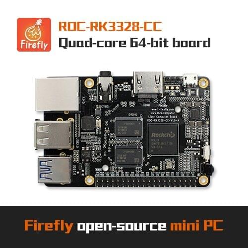 ROC-RK3328-CC,Mini PC; Mini computer; Desktop computer , 2GB/4GB DDR, 32GB eMMC ,Raspberry Pi