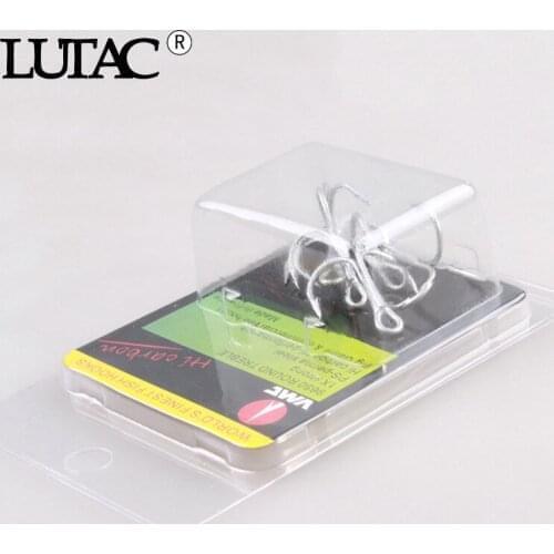 LUTAC 5pcs/box Carbon Fishing Hooks Smal Big Sizes VMC Sea Treble Hooks Saltwater Carp Fishing Accessories