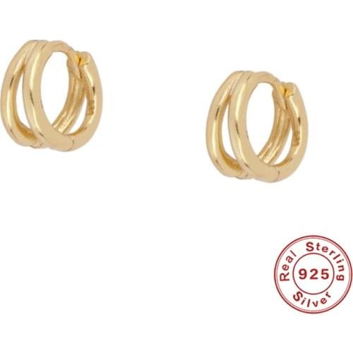 Aide Simple Double Layer Glossy Earrings Hoops Real 925 Sterling Silver Earrings For Women Korean SilverJewelry Aretes De Mujer