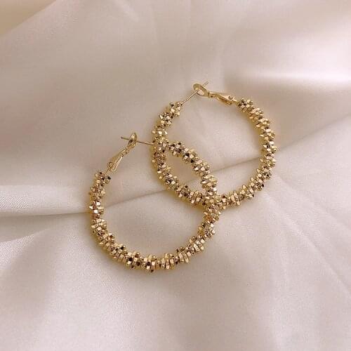 Exaggerated Korean fashion Elegant Personality Alloy Circle Hoop earrings For Women Girls party Gift Jewelry 1S579