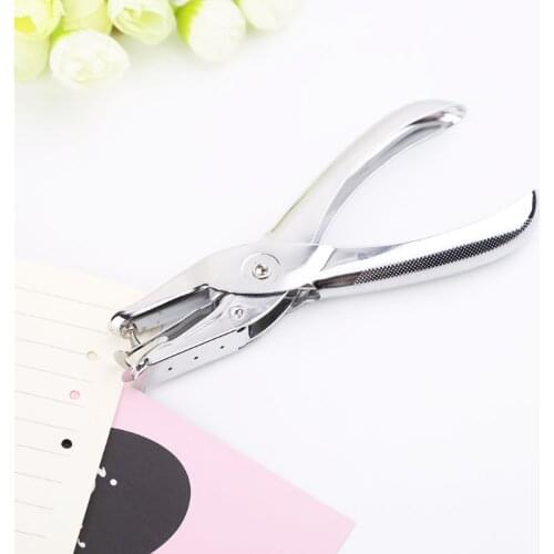 School Office Metal Single Hole Puncher Hand Paper Punch Scrapbooking Punches 6 Pages 3mm M2EC