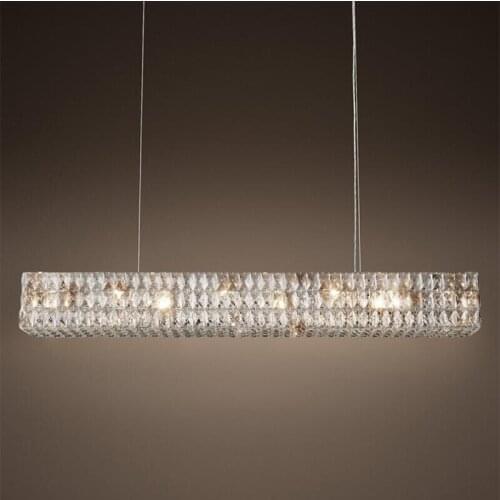 Jmmxiuz Modern new rectangular crystal chandelier original design creative art decoration lamp restaurant luxury chandelier