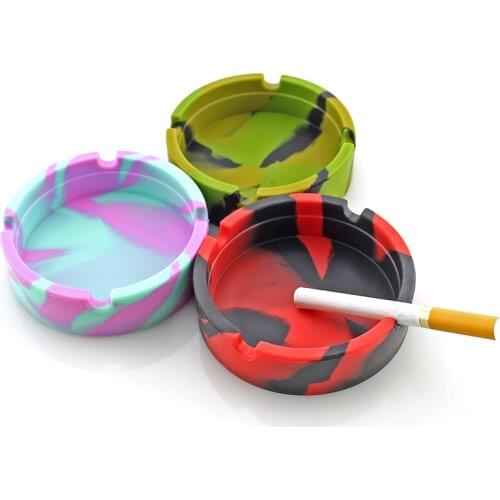 Home Supplies Creative Silicone Round Colorful Ashtray Cigarette Smoke Ash Tray Eco-Friendly Rubber Portable Pocket Ashtray