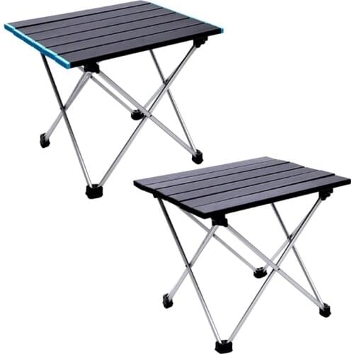 77JF Outdoor Folding Table Ultra Compact Aluminum Camping Table Black/Blue Camping Beach Backyard BBQ Party Patio Picnic