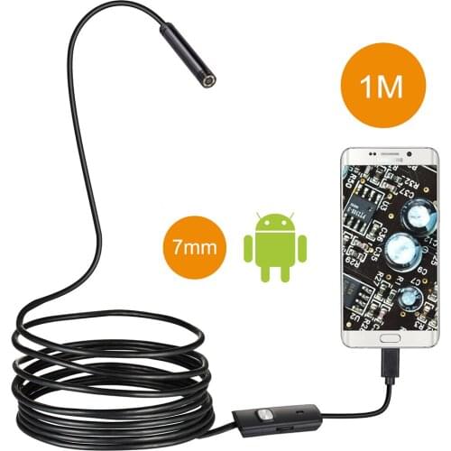 7mm Lens USB Endoscope 1M 6 LED IP67 Waterproof Camera Endoscope Mini Camera Mirror As Gift Android OTG Phone Endoscopio