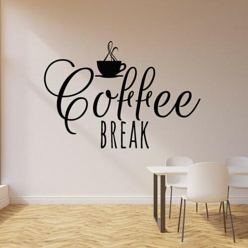 Vinyl Wall Decal Cup Hot Drink Coffee Break Room Cafe Bar Kitchen Interior Decor Window Glass Stickers Lettering Art Mural S1141