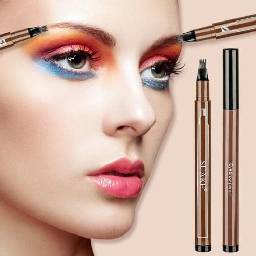 Waterproof Eyebrow Pen Natural Makeup Pencil Eye Brow Tint Eyebrow Ink Pen 4 Fork Tip Tattoo Pencil Long Lasting Cosmetics TSLM1