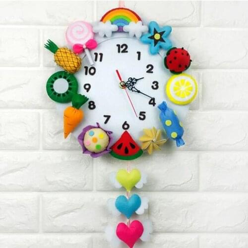 Felt Diy Craft Felt Wall Clock Free Cutting Felt Material DIY Package Forest Animal Theme Handmade Cloth Clock For Living Room