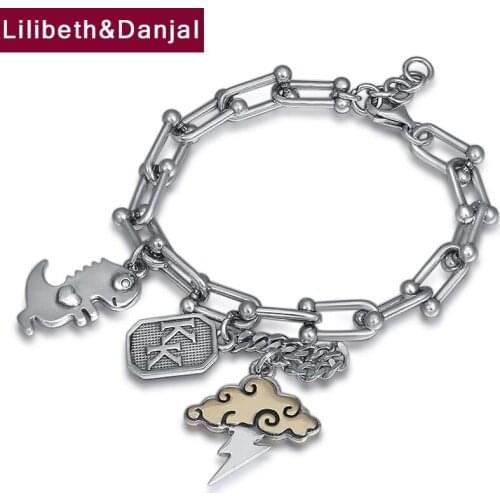 2019 Women Bracelet Bangle 100% Real 925 Sterling Silver Creative Dinosaur Cloud Lightning Letter Charm Bracelet fine Jewelry B3
