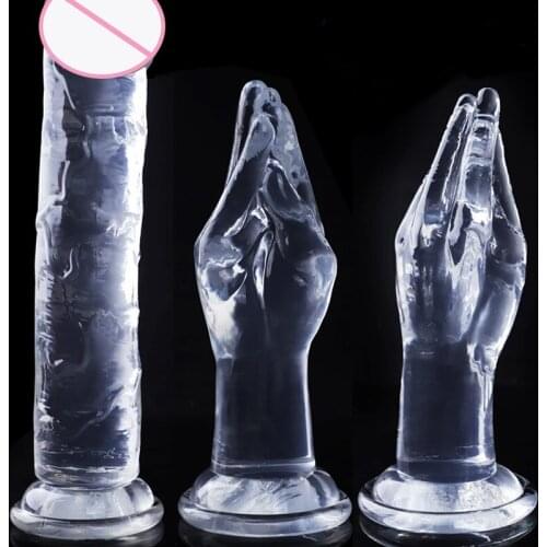 Womens Transparent Crystal Simulation Penis Super Big Super Thick Fake Penis For Men Super Long Huge Anal Plug SM Fisting