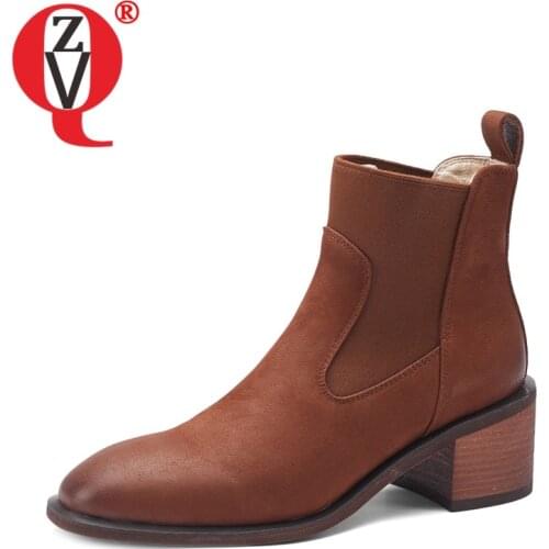 ZVQ Women winter New Style Fashion Leisure short boots Retro Round Toe Mature soft Concise Comfortable Solid color office lady