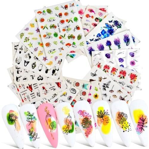 WUF 1 PC Nail stickers Sliders Manicure Sticker Water Transfer Decals DIY Flower Leaves Nail Art Decorations Stickers for Nails