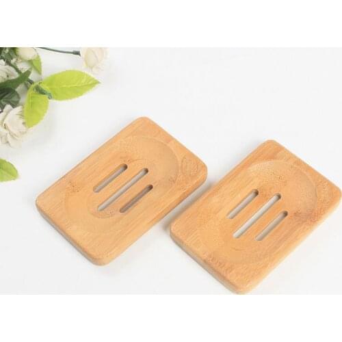 100PCS Natural Bamboo Wooden Soap Dish Wooden Soap Tray Holder Storage Soap Rack Plate Box Container for Bath Shower Bathroom