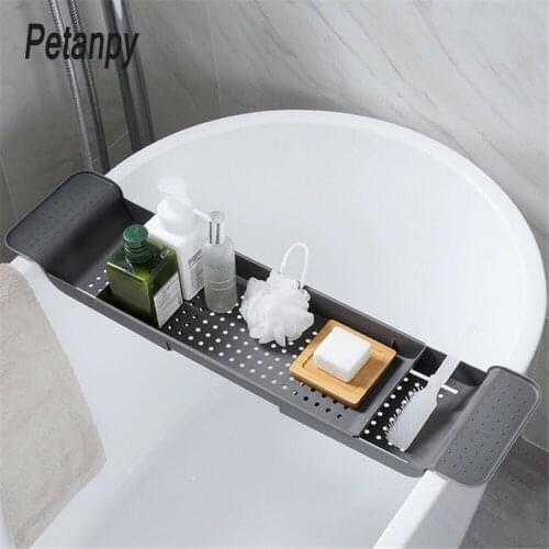 2019 Retractable Drain Bathtub Frame Bathroom Plastic Bath Shelf Rack Bathtub Shower Storage Rack Tray Bathtub Tray Bathtub Shel