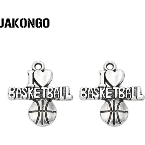 30pcs Antique Silver Plated Basketball Charms Pendants for Bracelet Jewelry Making Accessories DIY Handmade Craft 21x19mm
