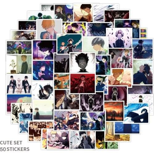 52Pcs/Pack Mobu Saiko Hyaku Graffiti Stickers Mob Psycho 100 for Luggage Laptop Skateboard Sticker Moto Bicycle Guitar Fridge