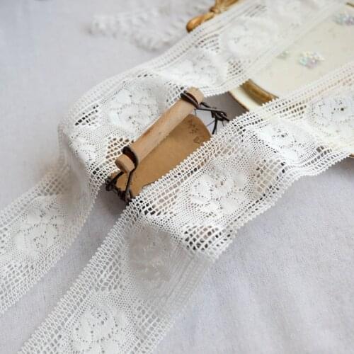 Good Quality 8.5cm 3Meter/lot Milk White Rose Flower Cotton Thread Lace Trim Hollow Out Waved DIY Sewing Craft Accessory X465