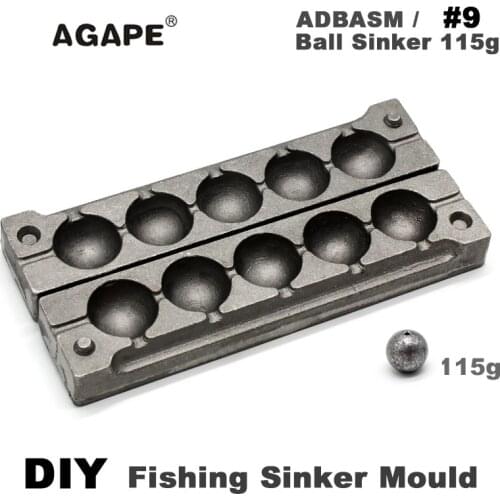 Agape DIY Fishing Ball Sinker Mould ADBASM/#9 Ball Sinker 115g 5 Cavities
