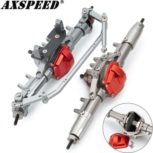 AXSPEED RC Car CNC Metal Front & Rear Axle with Steel Axle Gear for 1/10 RC Crawler Axial SCX10 TFL Titanium Axle Upgrade Parts