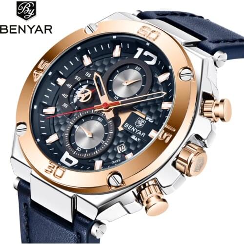 BENYAR Mens watches top brand luxury quartz wrist watch men military waterproof Chronograph watch men clock relogio masculino