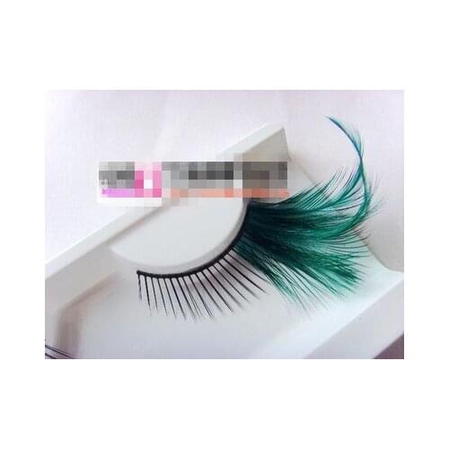 Freeshipping new arrival charming sweet feather false eyelash turquoise ultra long feather party eyelases make up extension