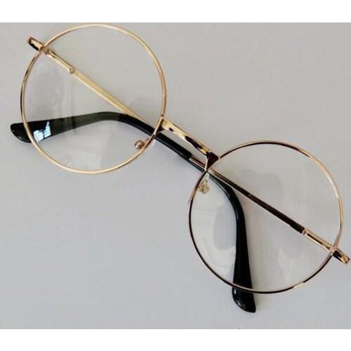Oversized Round Reading Glasses Fashion Vintage Retro Metal Frame Clear Lens Glasses Nerd Geek Eyewear Black Eyeglasses Women