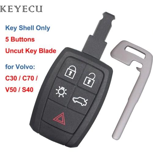 Keyecu Remote Car Key Shell Case Cover 5 Buttons for Volvo C30 C70 S40 V50 2008 2009 2010 2011 FCC ID: KR55WK49259