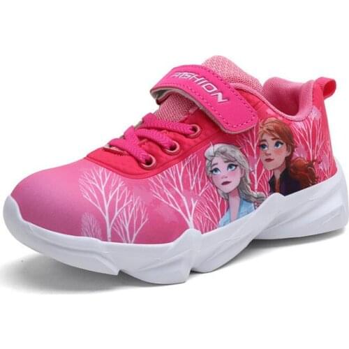 2020 New Girls Princess Kids Shoes Running Frozen Children Sneakers For Girls Fashion Cartoon Disney Elsa Anna Sport Shoes