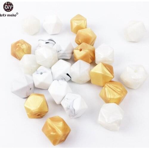 Lets make baby teether accessories 20PC silicone hexagon beads charm pendant necklace pendant teether baby silicone teether