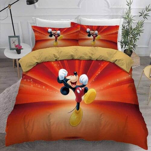 Disney Mickey Minnie Mouse Bedding Set Kids Cartoon Comforter Duvet Cover Pillowcases Twin Full Queen King Size Bed Sets Gifts