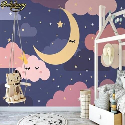 Beibehang Custom photo mural wallpaper Nordic fantasy starry sky wallpaper for childrens room cartoon wall paper 3D background