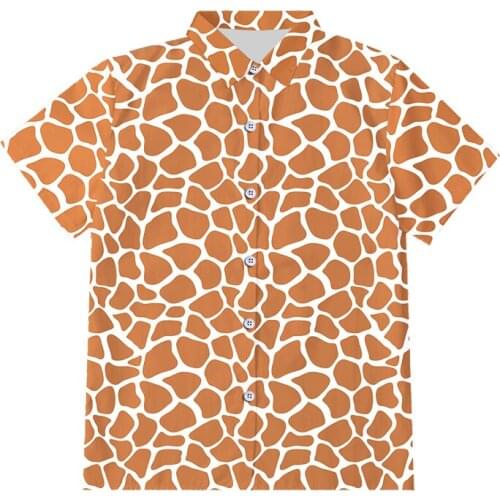 IFPD EU Size Button Shirts Mens Fashion 3D Tee Shirt Printing Giraffe Stripes Streetwear Plus Size Attire Summer Casual Shirts