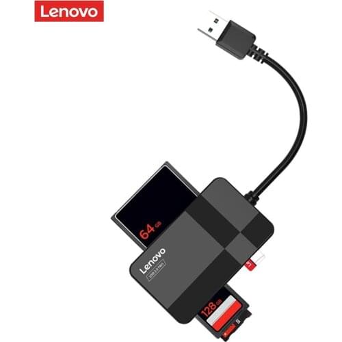 Lenovo D302 USB 3.0 Card Reader 5Gbps 2TB Multifunctional 4 in 1 TF CF MS Secure Digital Card Reader for Windows for Mac Linux