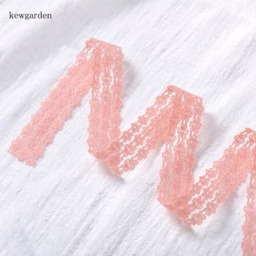 Kewgarden Wholesale Packing Webbing Plum Flower Lace Satin Ribbon 25mm 1" Handmade Tape DIY Brooch Hair Bow Accessories 30 Yards