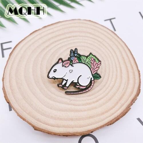 Creative Cartoon Animals Love Mouse Flowers Enamel Pins Sweet Brooches Alloy Badges Clothes Back White Accessories Jewelry Gifts
