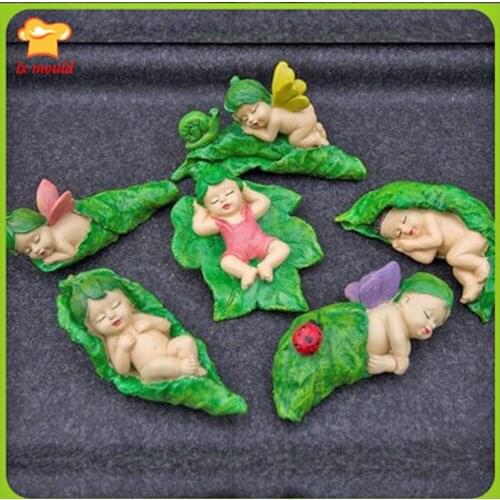 LXYY Mini Cute Leaf Baby Silicone Molds Cake Decoration DIY Chocolate Soap Candle Mould Insect Leaf Baby