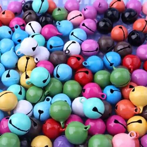 50Pcs 14mm Candy Color Jingle Bells Metal Beads Christmas Decoration Pendants Charms DIY Crafts Keychain Jewelry Accessories