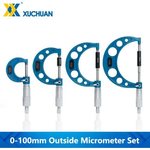 Micrometer Accuracy 0.01mm Bearing Steel Outside Micrometer 3/4pcs 0-25/50/75/100mm Outside Diameter Measuring Tool