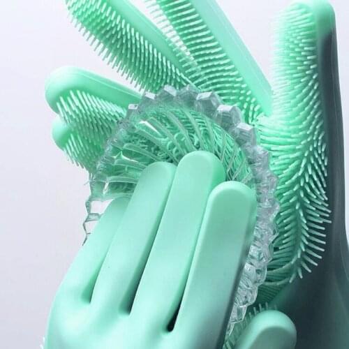 2pcs Silicone Cleaning Gloves Multifunction Magic Silicone Dish Washing Gloves For Kitchen Household Silicone Washing