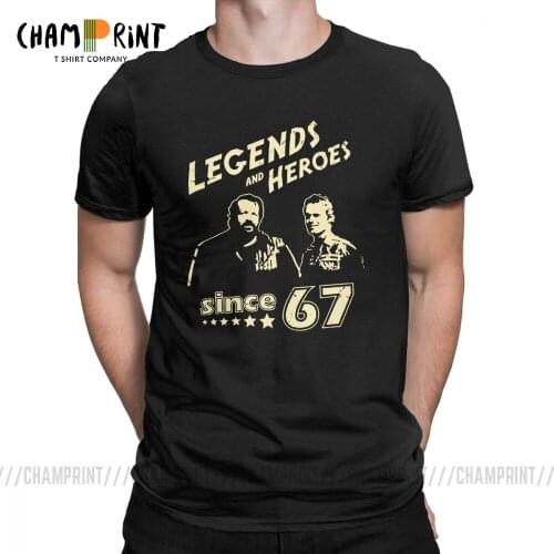 Mens Bud Spencer Legends And Hero Since 67 T-Shirts Terence Hill Novelty O Neck Short Sleeve Tops Cotton Tee Gift Idea T Shirt
