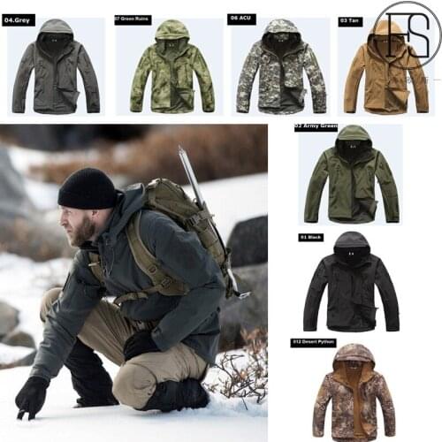 Soft Shell Tactical Jacket Men Waterproof Windbreaker Fleece Coat Hunt Clothes Camouflage Army Military Jacket SAA0096