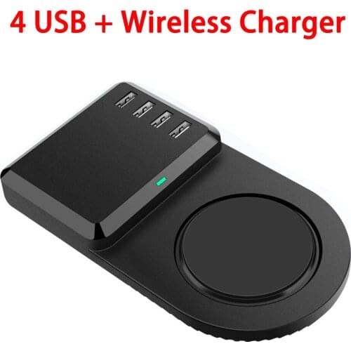 4 Port USB Desktop Charger Station For iPhone 11 Pro XS Max XR SE 8 plus Samsung XIAOMI Redmi HUAWEI 10W Qi Wireless Charger Pad