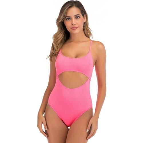 2020 New Sexy One Piece Bikini Swimwear Women Slim Bathing Suit Solid Hollow Out Piece Bikini Swimsuit Seamless Monokini Mujer